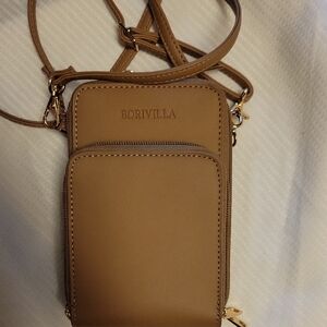 Elegant Tan Crossbody And Phone Bag